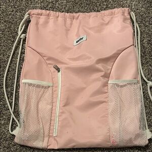 Pink Drawstring Backpack with Mesh Pockets